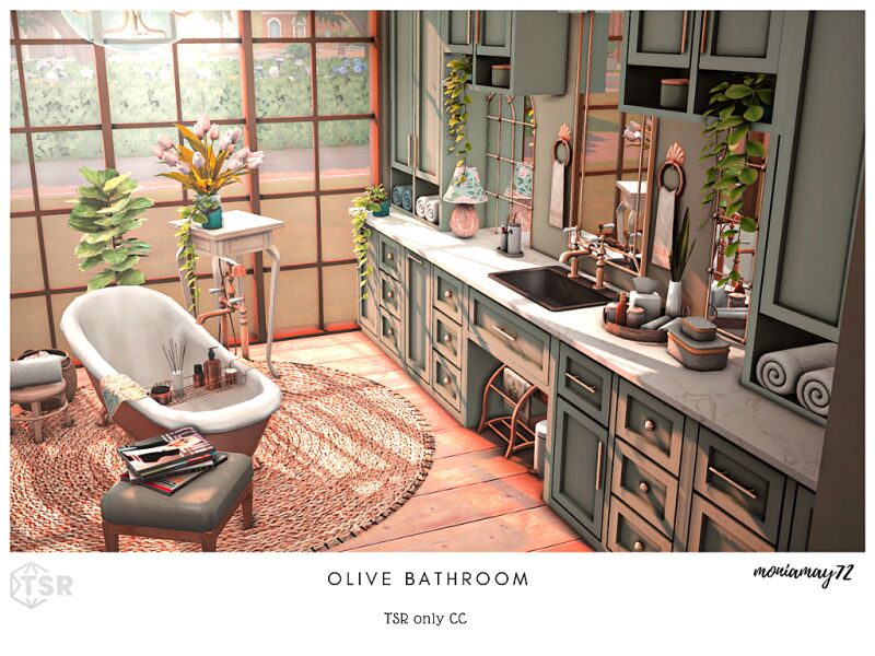 sims 4 cc olive bathroom 4