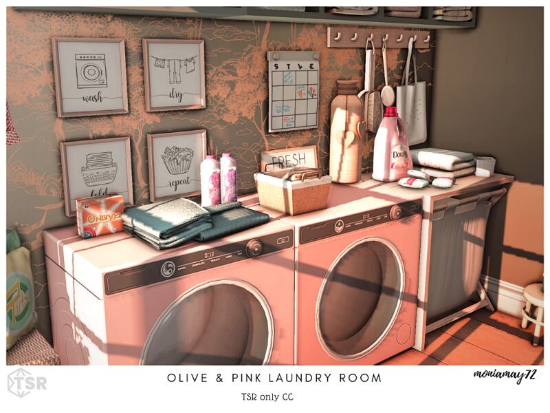 sims 4 cc olive pink laundry room 3