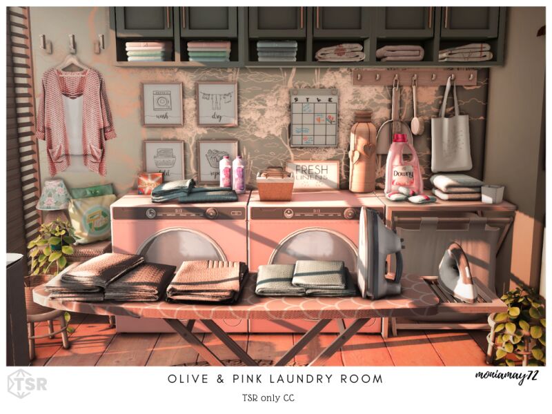 sims 4 cc olive pink laundry room 4