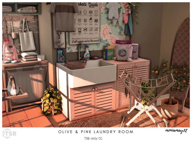 sims 4 cc olive pink laundry room 6