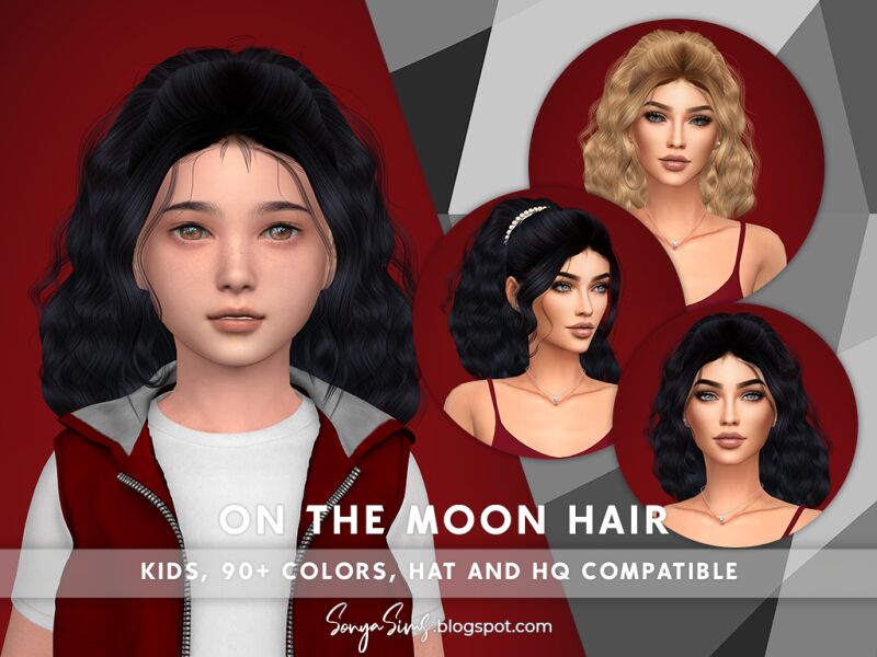 sims 4 cc on the moon hair kids 2