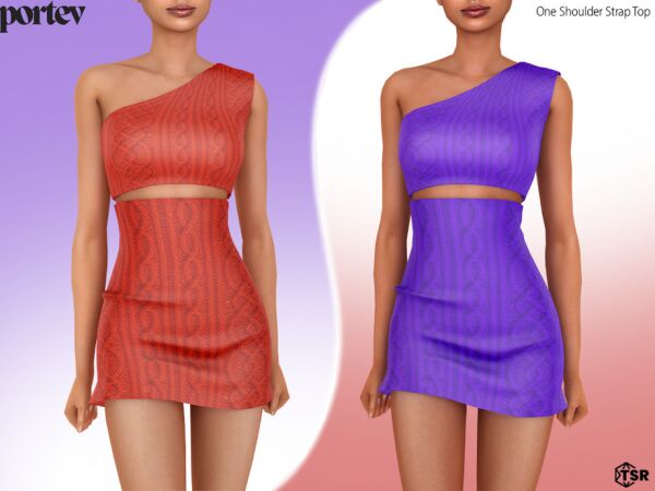 Stylish One Shoulder Strap Top Sims 4 CC