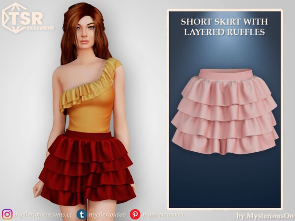 sims 4 cc one shoulder top with layered ruffles by mysteriousoo 2