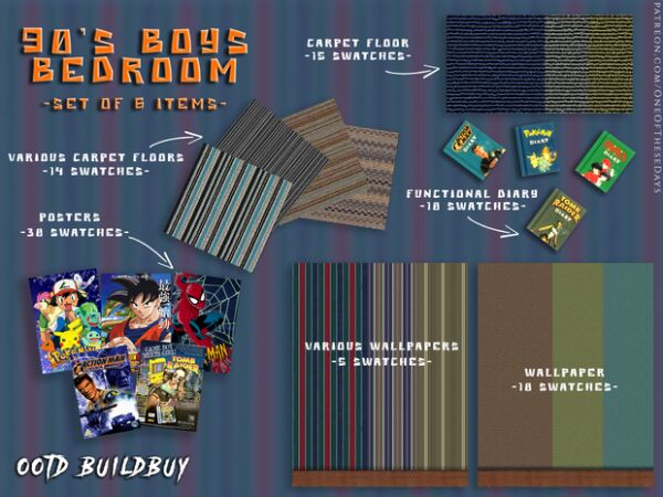 Retro Boy’s Bedroom Build Buy Sims 4 CC