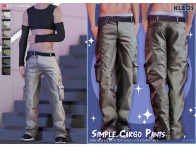 Peach | Simple Cargo Pants by Kleossims Sims 4 CC