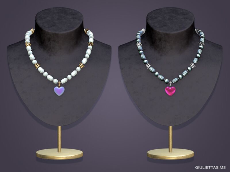 sims 4 cc pearl barbed wire heart necklace 2