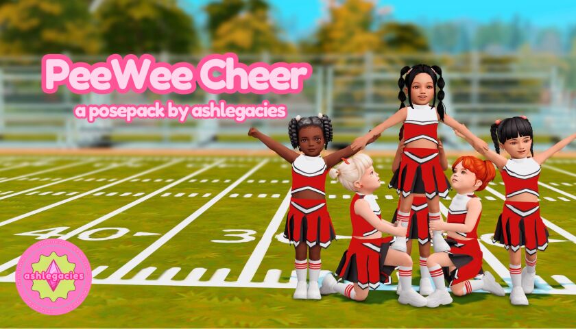 Peewee Cheer Posepack for Toddlers Sims 4 CC