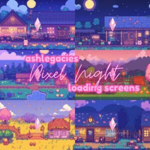 Pixel Night Loading Screens Sims 4 CC