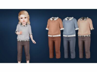 Stylish Plaid Shirt Sweater & Trousers Collection Sims 4 CC