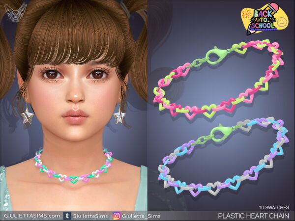 Adorable Plastic Heart Necklace for Kids Sims 4 CC