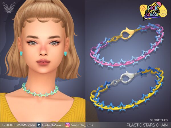 Stylish Plastic Stars Chain Necklace Sims 4 CC