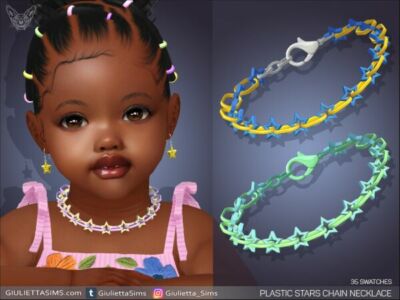 Charming Plastic Stars Chain Necklace for Kids Sims 4 CC