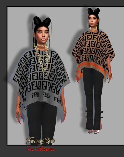 Stylish Poncho by Fusionstyle Sims 4 CC