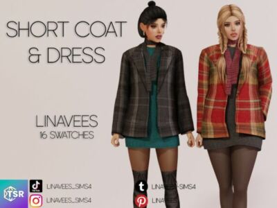 Stylish Poppy – Short Coat & Dress Sims 4 CC