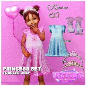 Adorable Princess Dress and Accessories for Toddlers Sims 4 CC