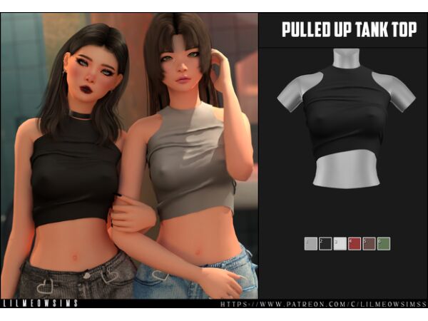 Stylish Pulled Up Tank Top by Lilmeowsimss Sims 4 CC