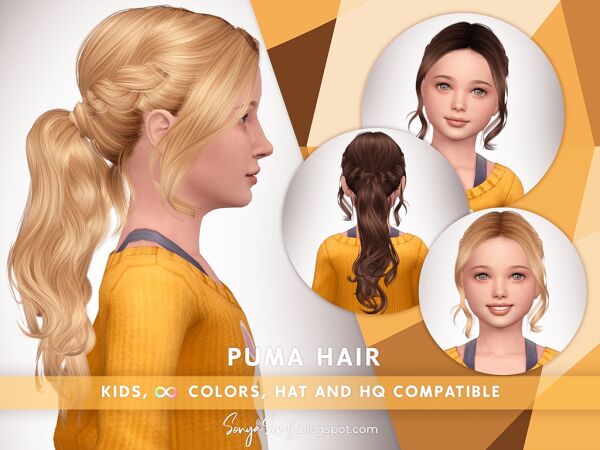 Puma Hair for Kids Sims 4 CC