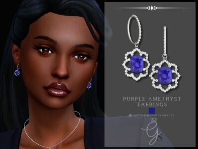 Stunning Purple Amethyst Earring Sims 4 CC