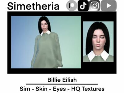 Realistic Billie Eilish Download [Skin + SIM + Eyes] Sims 4 CC