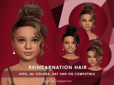 Super Cute Curly Bun for Kids Sims 4 CC