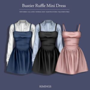 Rimings Bustier Ruffle Mini Dress Sims 4 CC