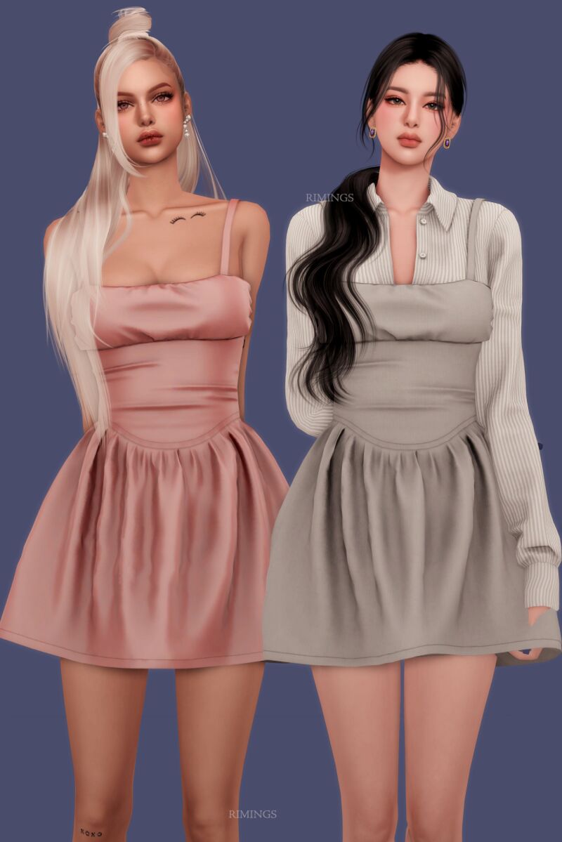 sims 4 cc rimings bustier ruffle mini dress 3