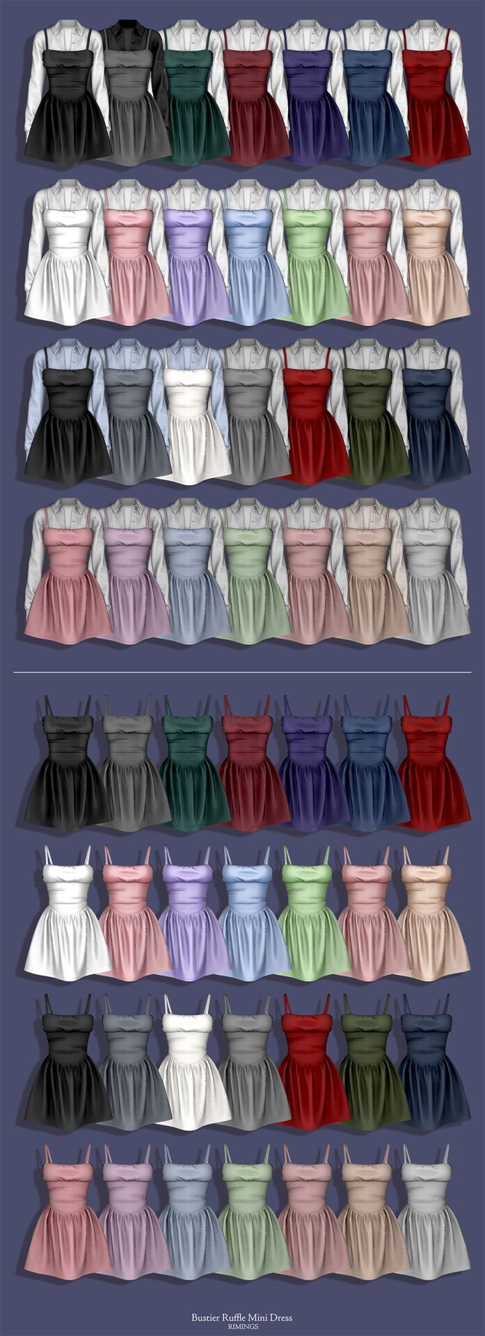 sims 4 cc rimings bustier ruffle mini dress 4