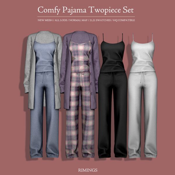 Cozy Comfy Pajama Set Sims 4 CC