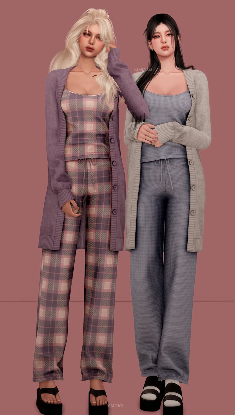 sims 4 cc rimings comfy pajama twopiece set 2