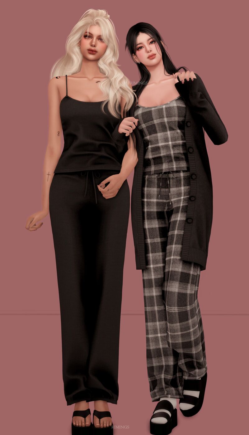 sims 4 cc rimings comfy pajama twopiece set 3