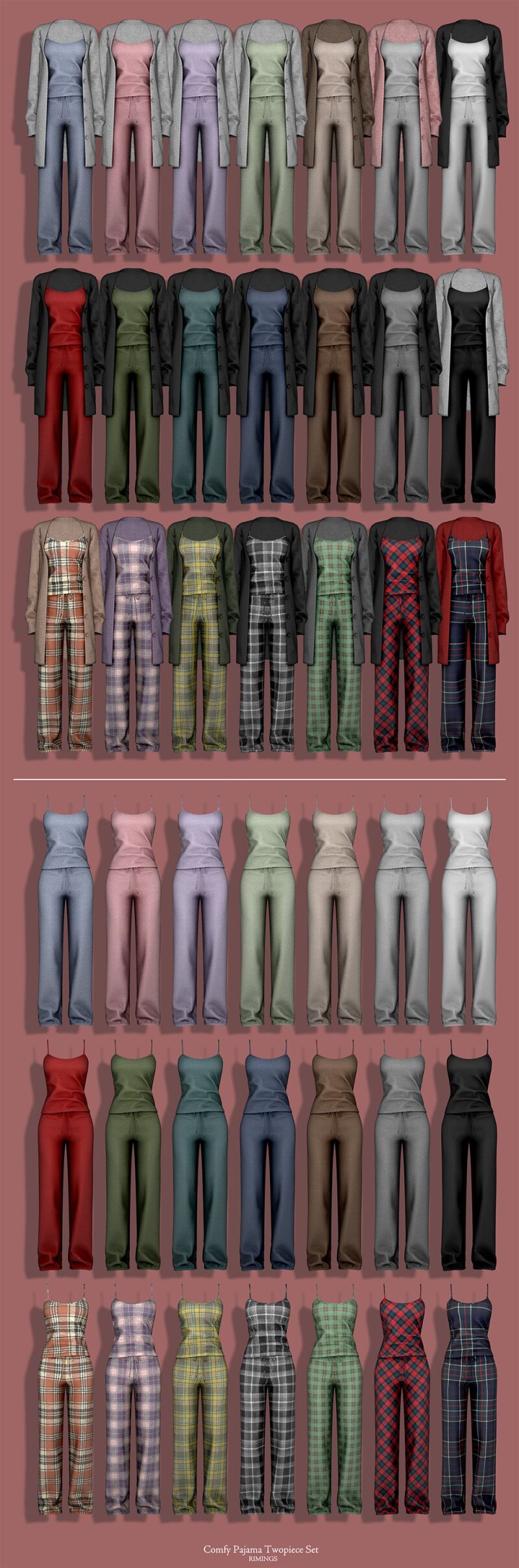 sims 4 cc rimings comfy pajama twopiece set 4