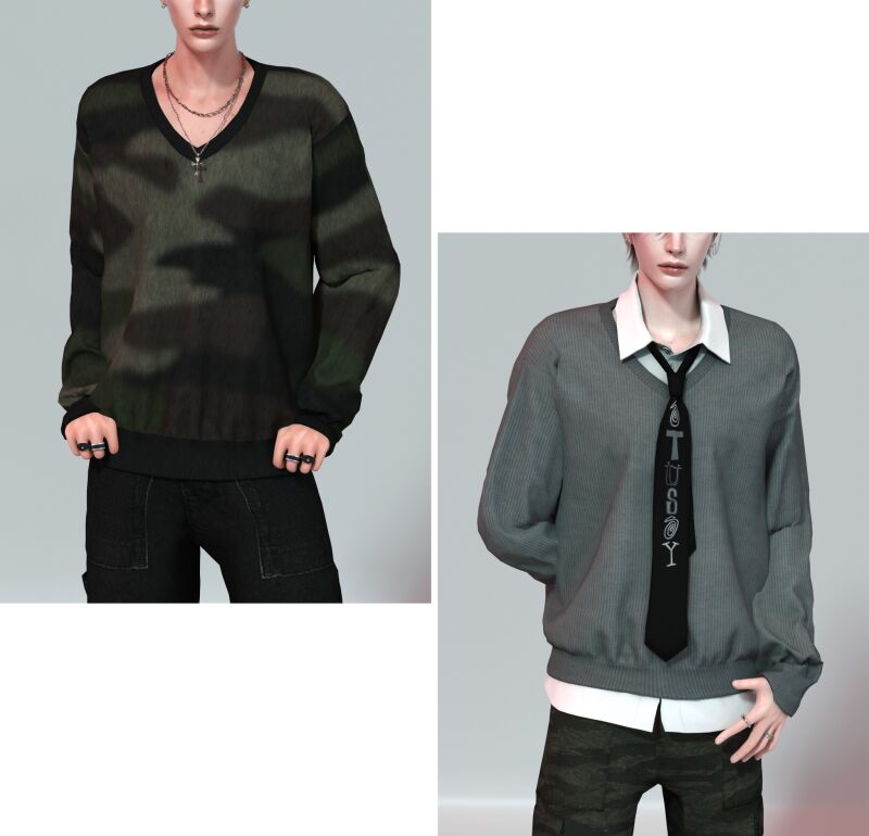 sims 4 cc rona 3am v neck sweater set 2