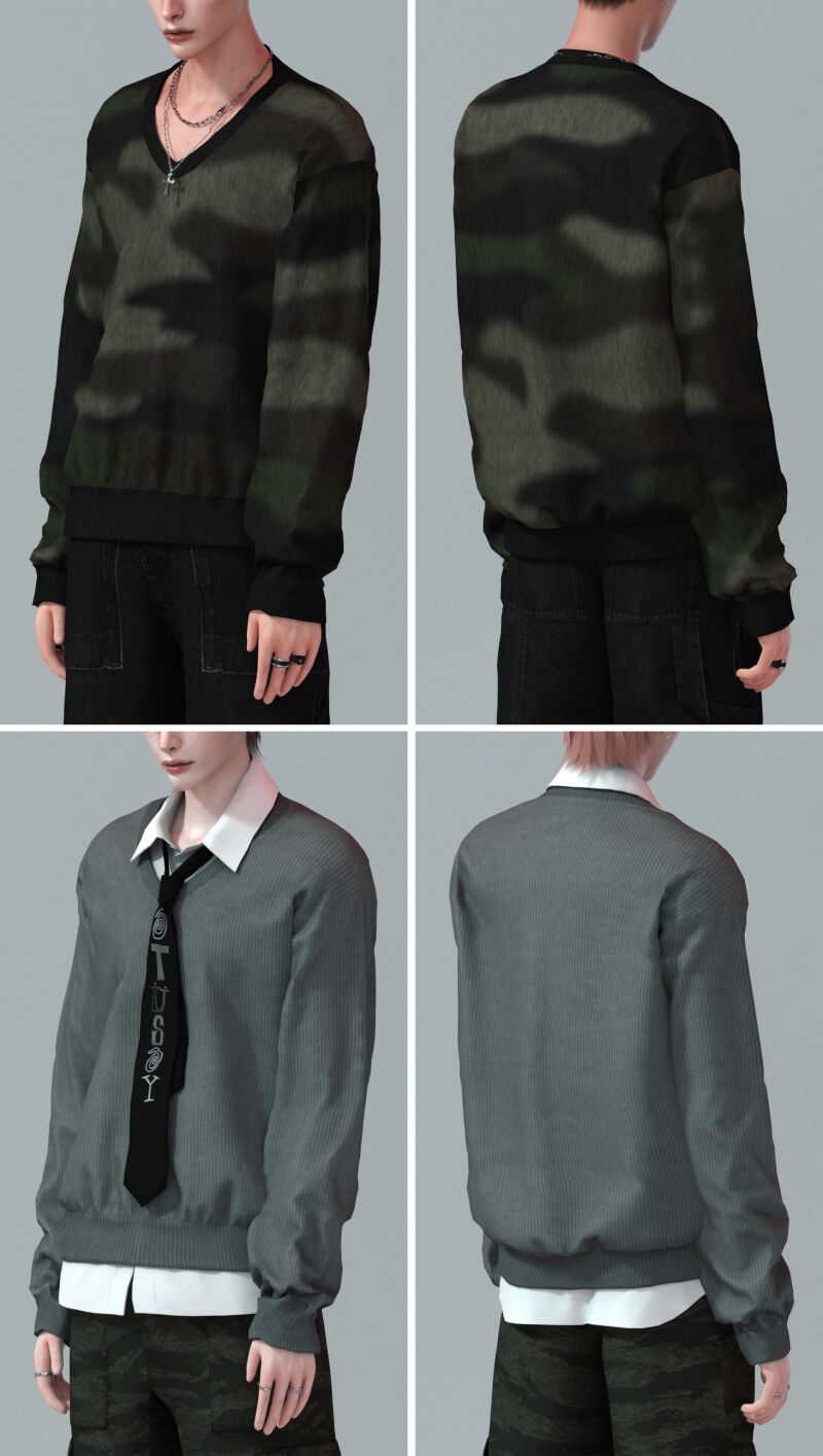 sims 4 cc rona 3am v neck sweater set 3