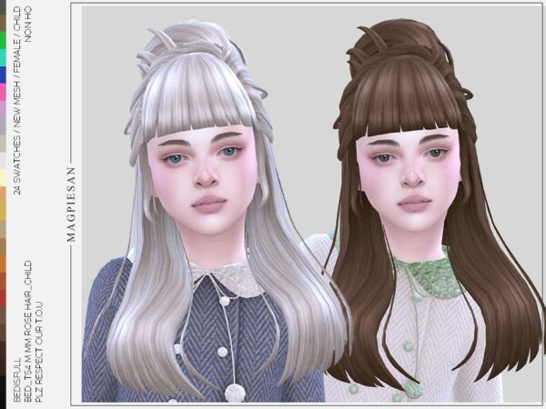 Rose Hair for Child by Magpiesan Sims 4 CC