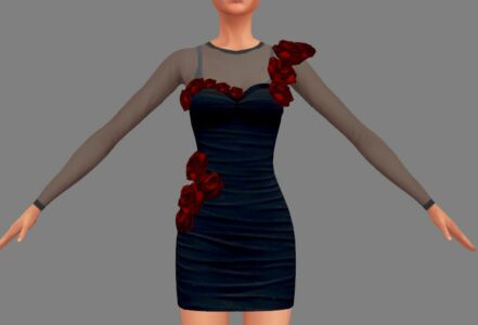 Roses Mini Dress Sims 4 CC