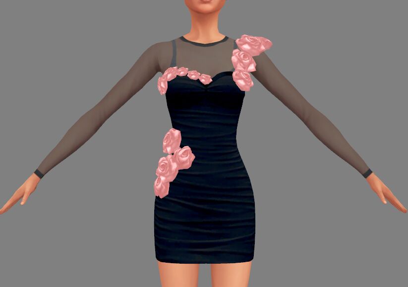 sims 4 cc roses mini dress 4