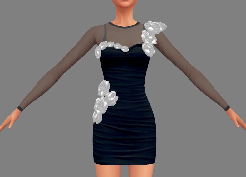 sims 4 cc roses mini dress 6