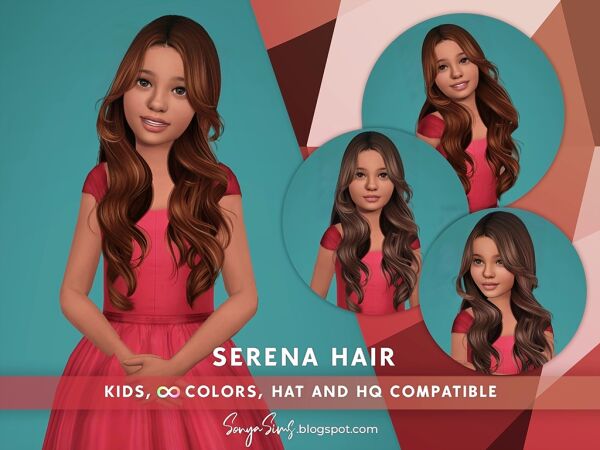 Serena Hair for Kids Sims 4 CC