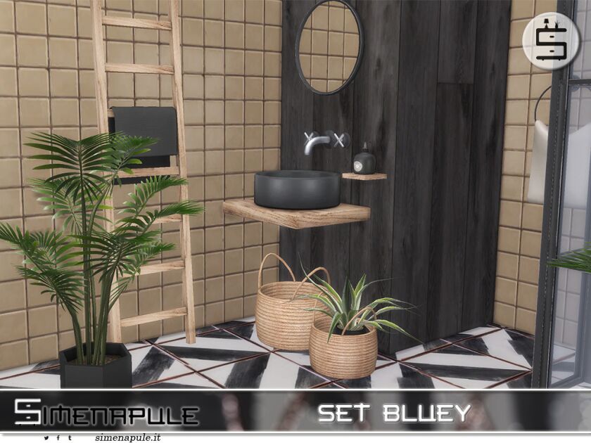 sims 4 cc set bluey bathroom in minimalist and scandinavian 3