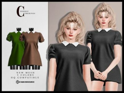 Stylish Short Dress D-344 by Chordoftherings Sims 4 CC