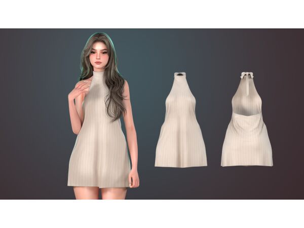 Stylish Short Dress with Open Back Sims 4 CC