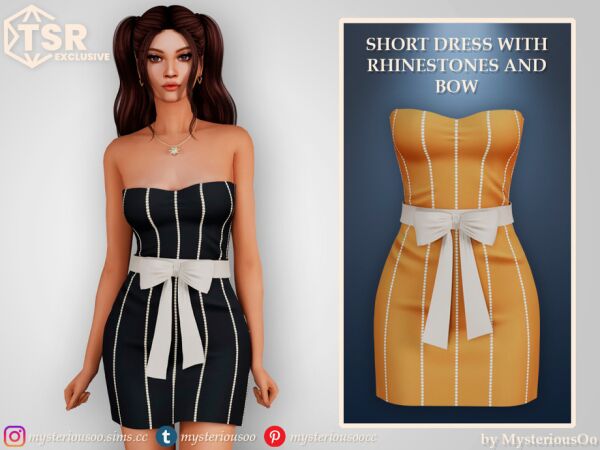 Stunning Rhinestone Bow Dress by Mysteriousoo Sims 4 CC