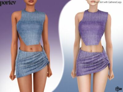 Chic Gathered Leg Short Skirt Sims 4 CC