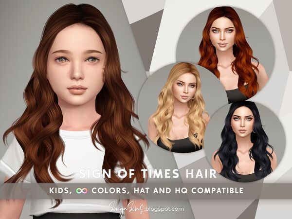 Sign Of Times Hair for Kids Sims 4 CC