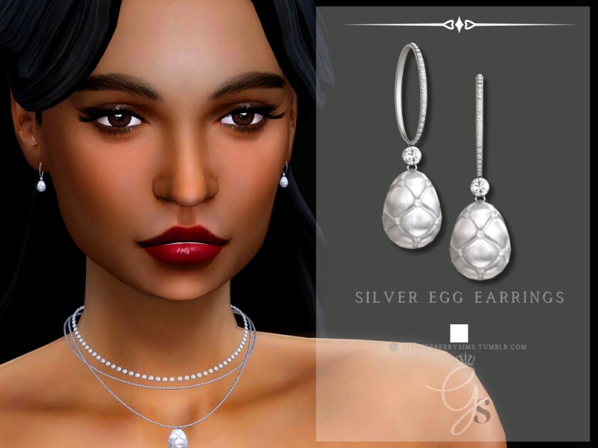 Silver EGG Earrings Sims 4 CC