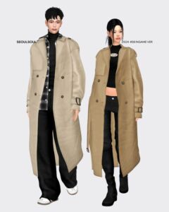 Sims4 CC // 2024 #58 Trench Coat By Seoulsoul Sims 4 CC