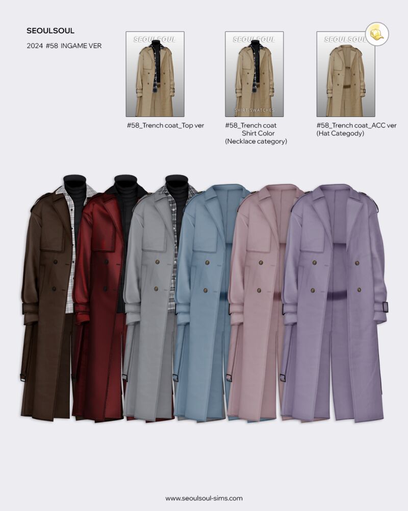 sims 4 cc sims4 cc 2024 58 trench coat by seoulsoul 3