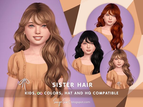 Sister Hair for Kids Sims 4 CC