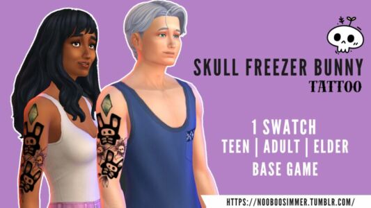 Skull Freezer Bunny Tattoo Sims 4 CC