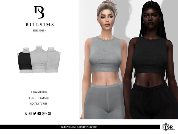 Stylish Sleeveless Racer Tank Top Sims 4 CC